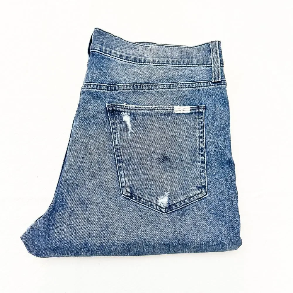 Hudson Zev Men's Dark Wash Ripped Relaxed Straight Denim Jeans Size 36